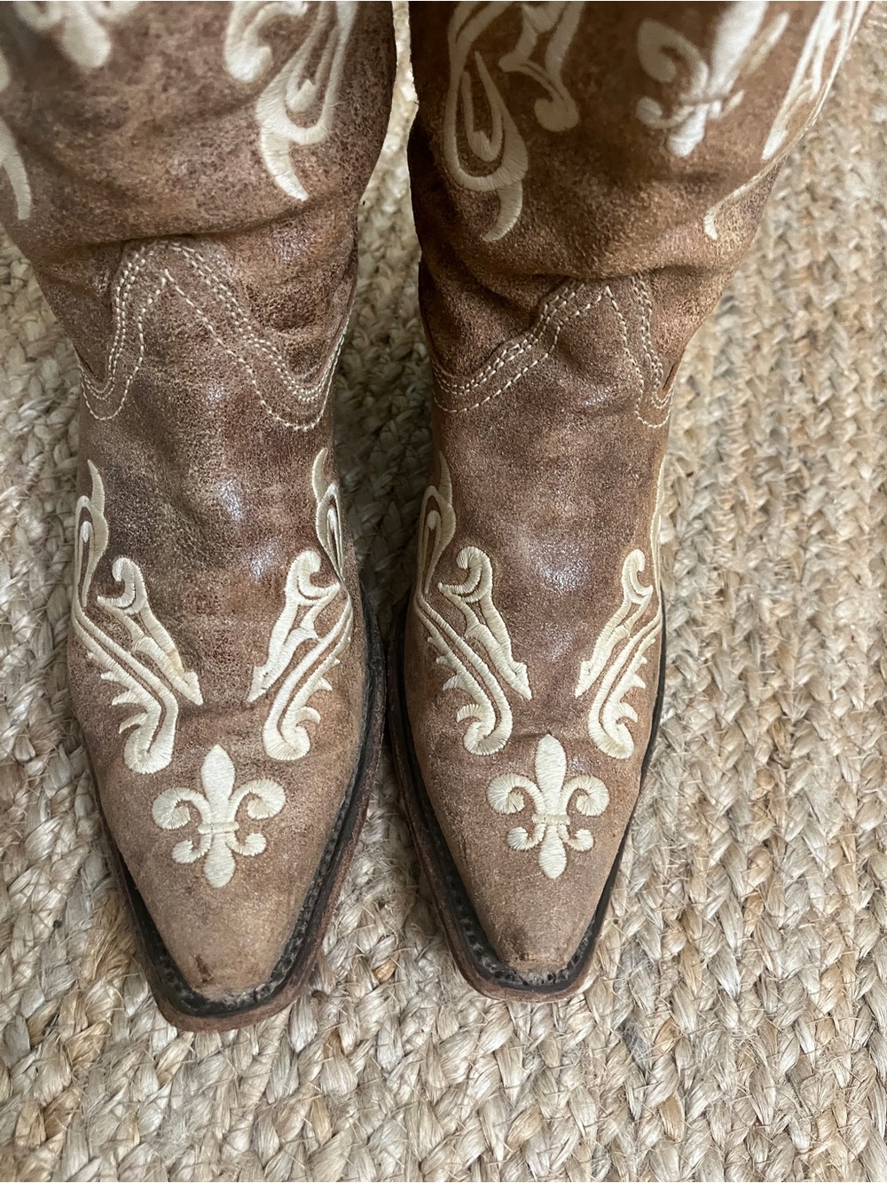 Sz 9 Corral R1974 Honey Cortez Fleur de lis Stitched Western Boots - Picture 9 of 17